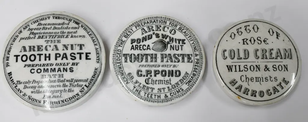 ENGLISH TOOTH PASTE, COLD CREAM POT LIDS Image 1++