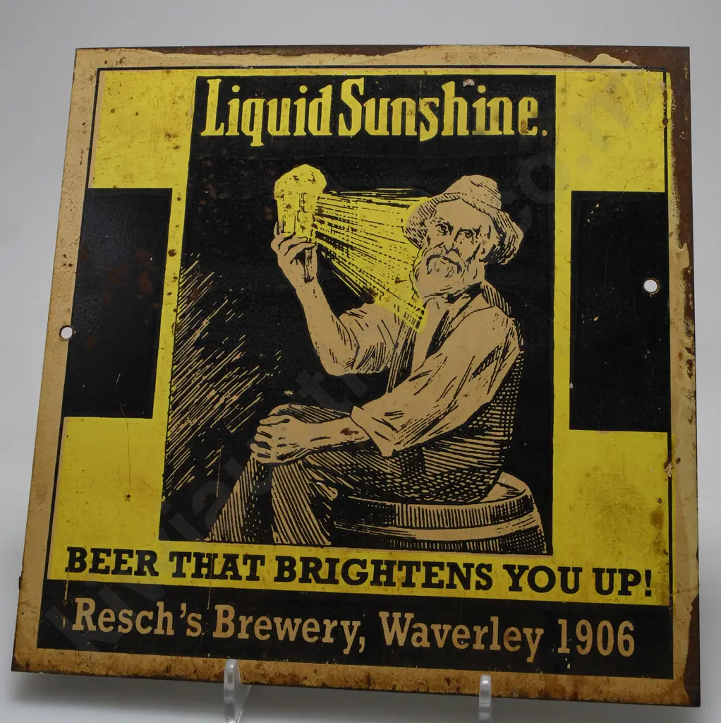 RESCH'S BREWERY LIQUID SUNSHINE TIN SIGN Image 1++