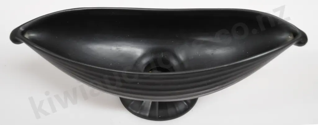 CROWN LYNN BLACK BAMBOO BOAT VASE NUMBER 615 Image 1++