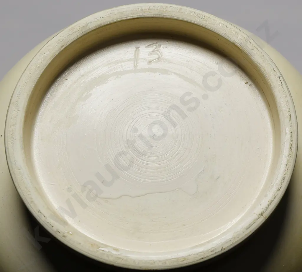 CROWN LYNN PAINTED HAND POTTED VASE NUMBER 13  Image 1++