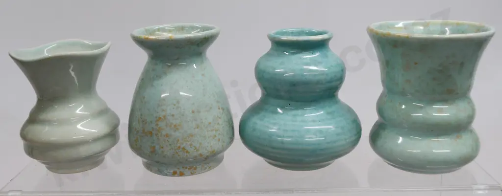 CROWN LYNN TEAL MINI VASES NUMBERS 63, 29, 133, 134 Image 1++