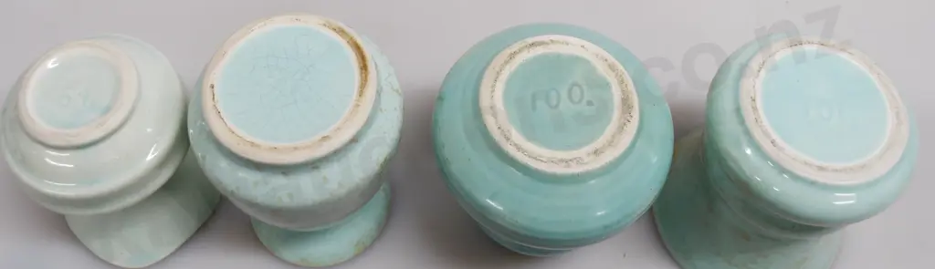 CROWN LYNN TEAL MINI VASES NUMBERS 63, 29, 133, 134 Image 1++