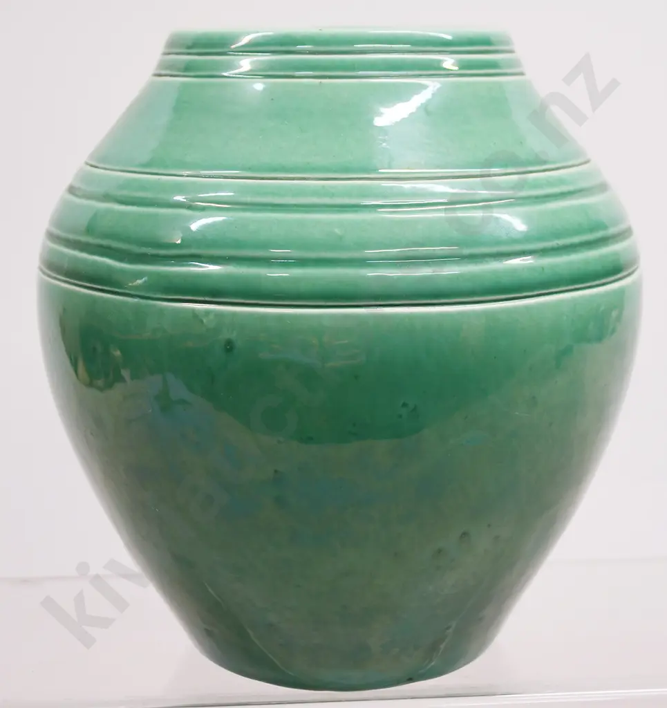 O C STEPHENS RIBBED GREEN VASE Image 1++