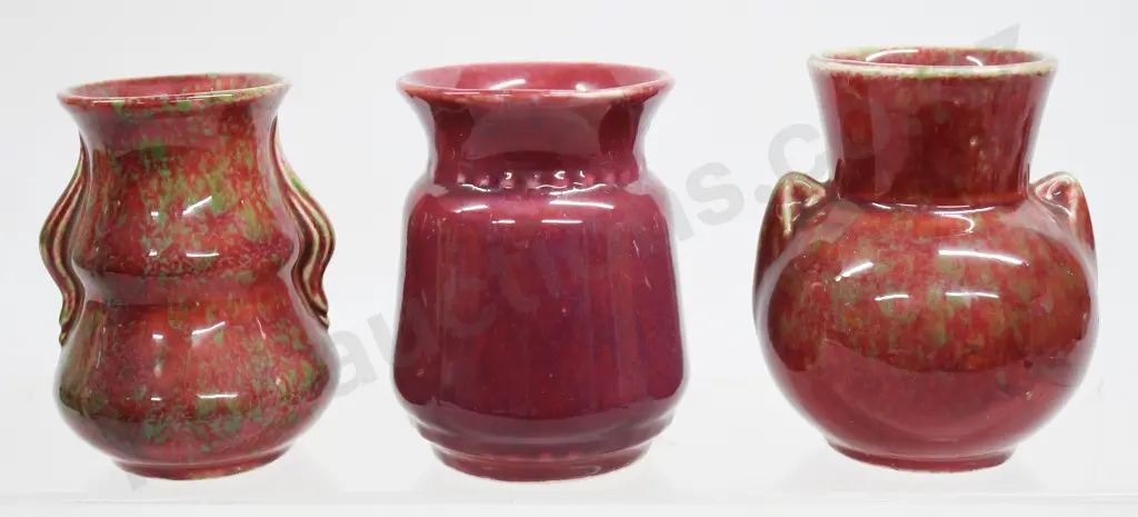CROWN LYNN RHUBARB MINI VASES NUMBERS 129, 133, 134 Image 1++