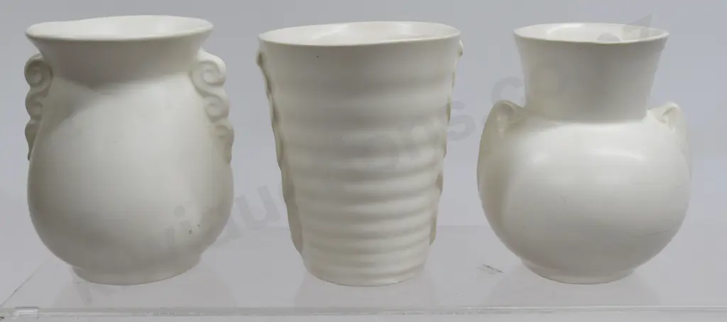 CROWN LYNN WHITE MINI VASES NUMBERS 130, 131, 134 Image 1++