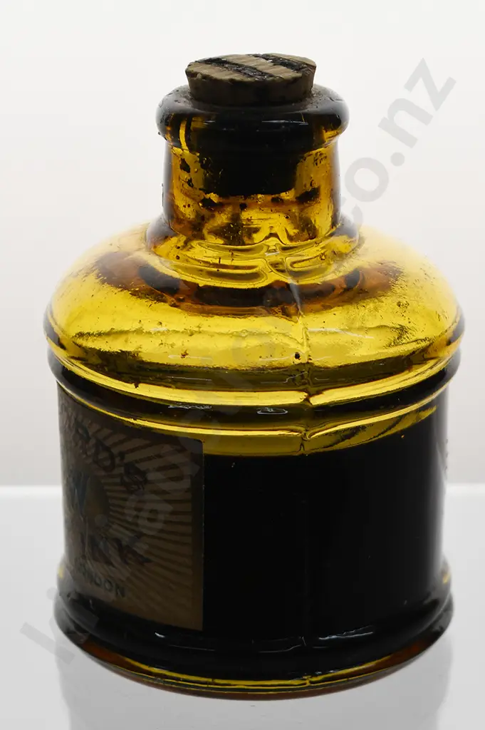 STAFFORD'S HONEY AMBER NEW BLACK INK BOTTLE Image 1++