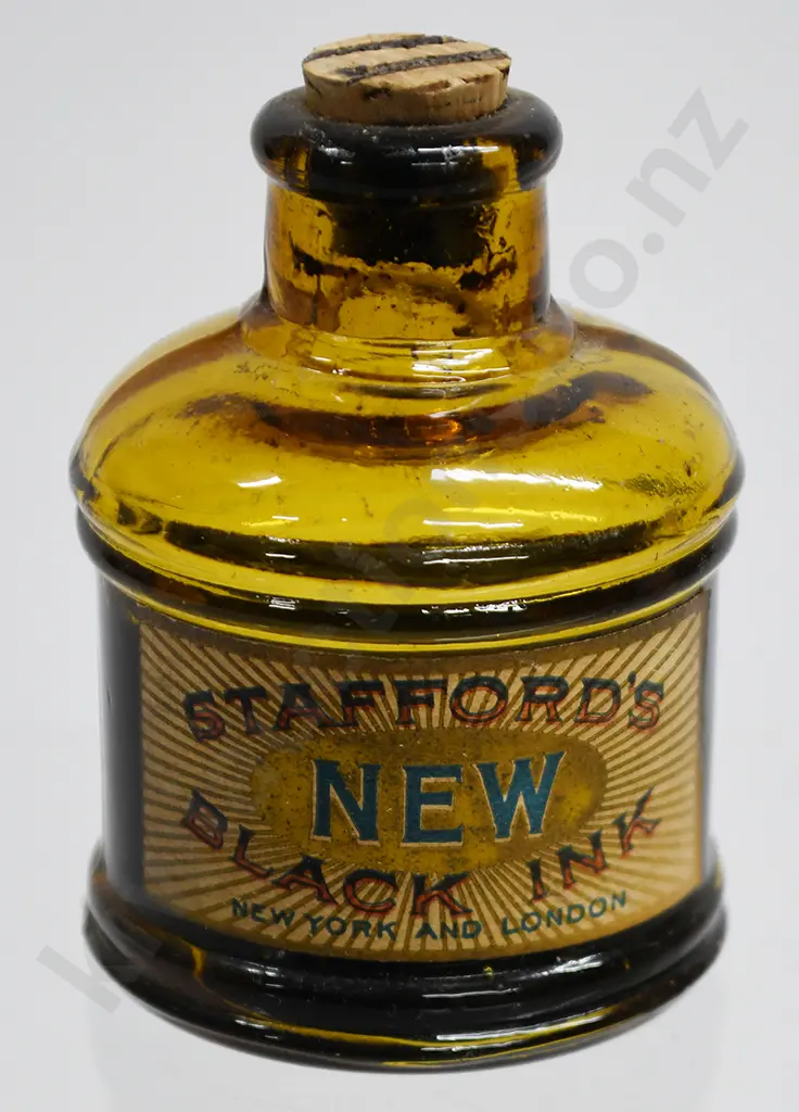 STAFFORD'S HONEY AMBER NEW BLACK INK BOTTLE Image 1++
