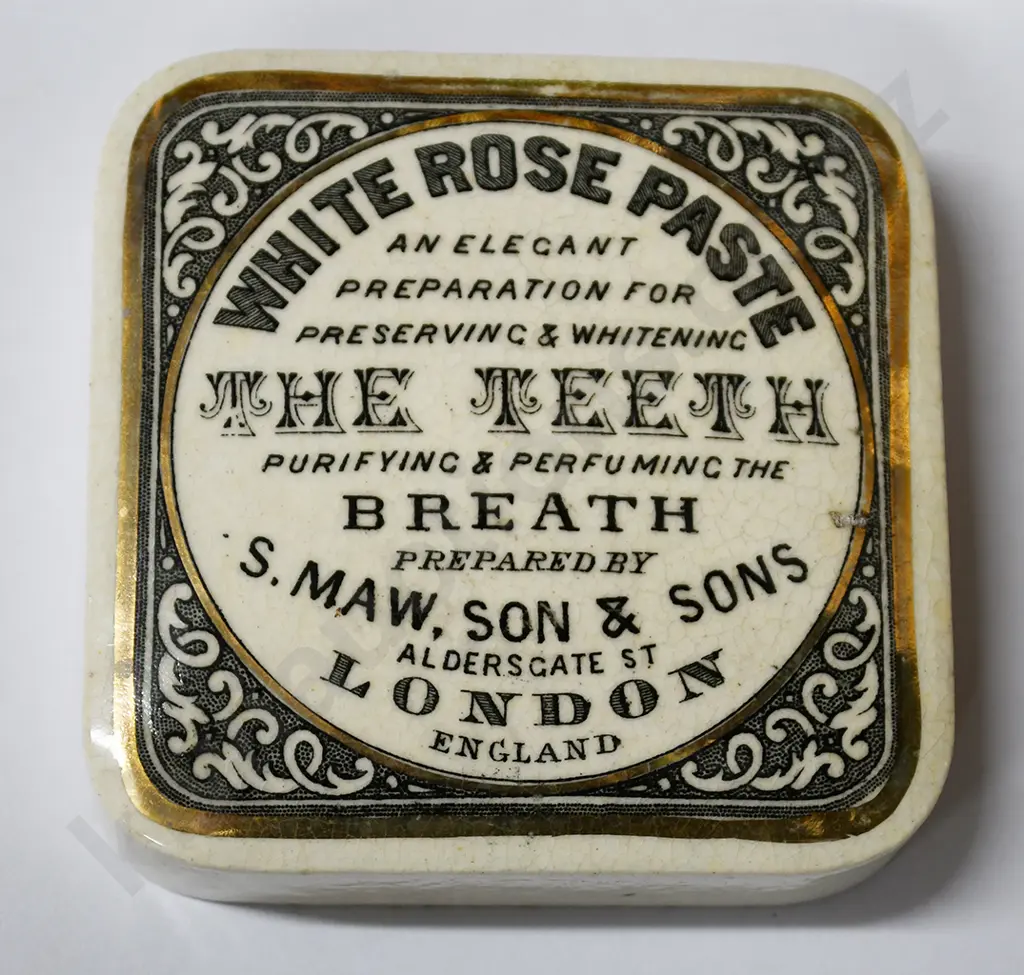 MAW SON & THOMSON WHITE ROSE PASTE POT LID Image 1++