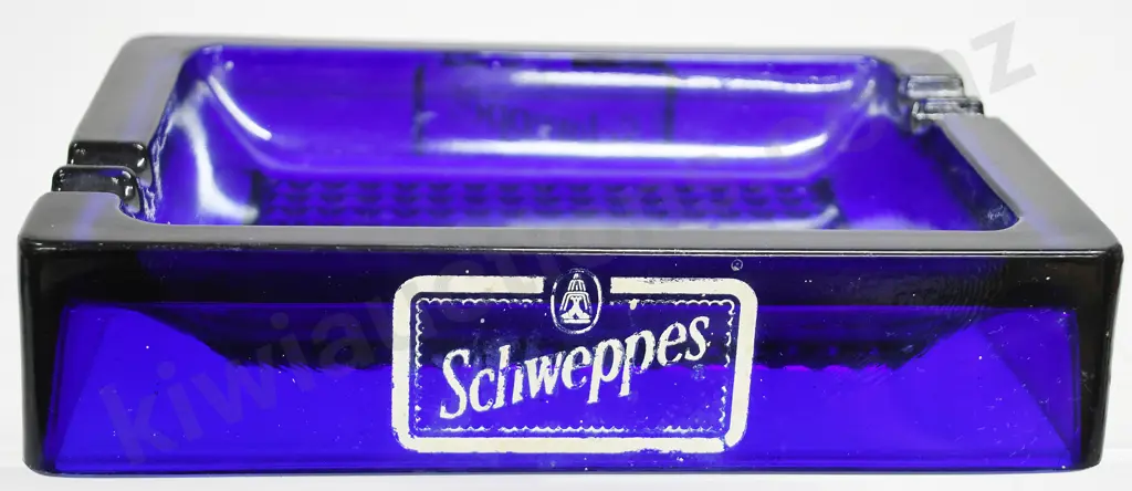 SCHWEPPES COBALT BLUE ASH TRAY Image 1++