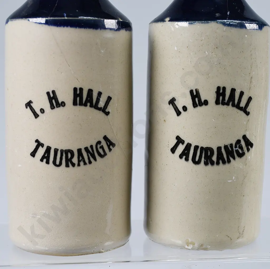 MIXED STONEWARE, HALL TAURANGA, ENGLISH GINGER BEERS, STONE JAR, INK Image 1++
