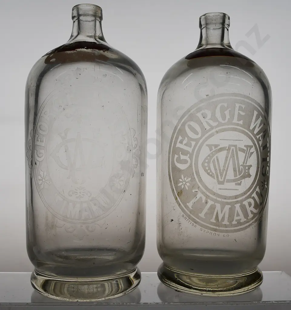 2 GEORGE WATTS TIMARU SODA SYPHONS Image 1++