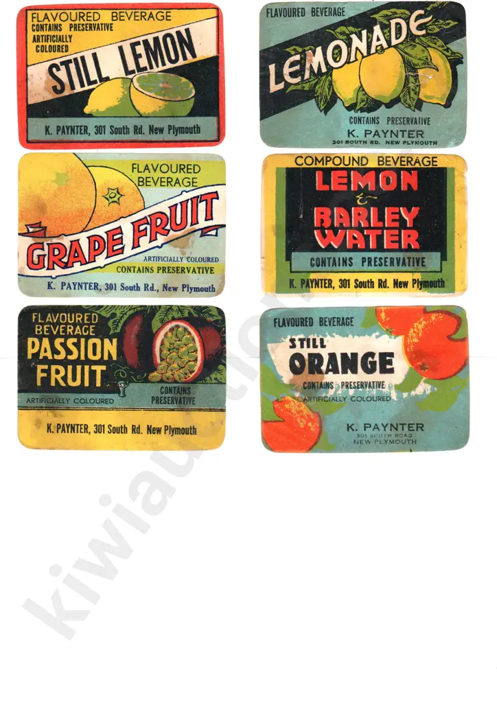 ORIGINAL LABELS FROM TARANAKI SOFT DRINK FIRMS Image 1++