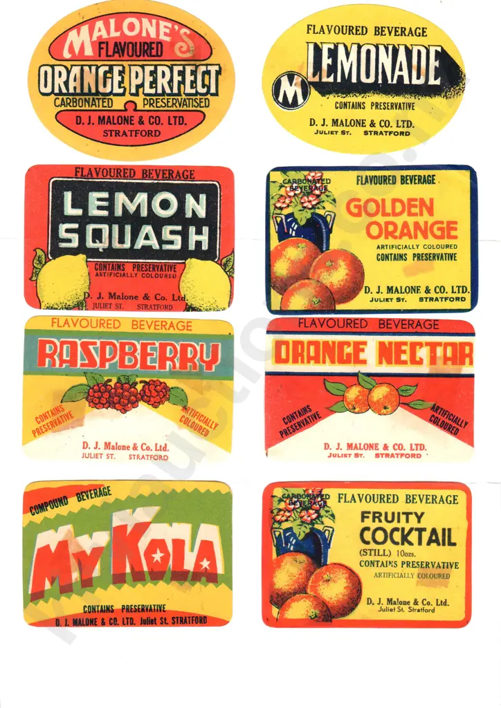ORIGINAL LABELS FROM TARANAKI SOFT DRINK FIRMS Image 1++