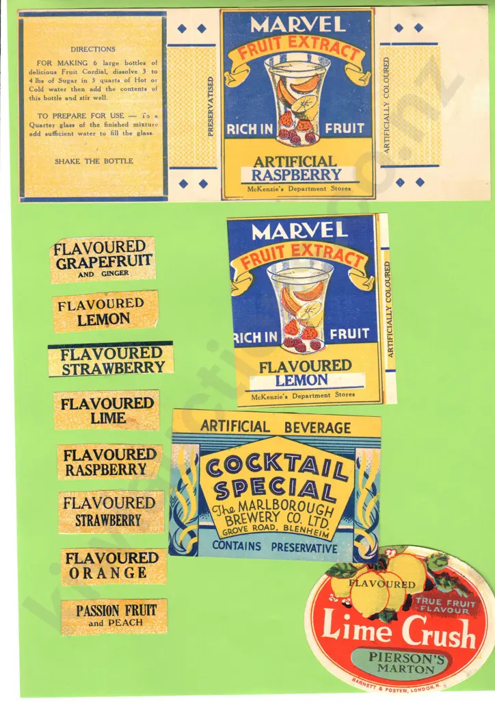 ORIGINAL LABELS FROM TARANAKI SOFT DRINK FIRMS Image 1++