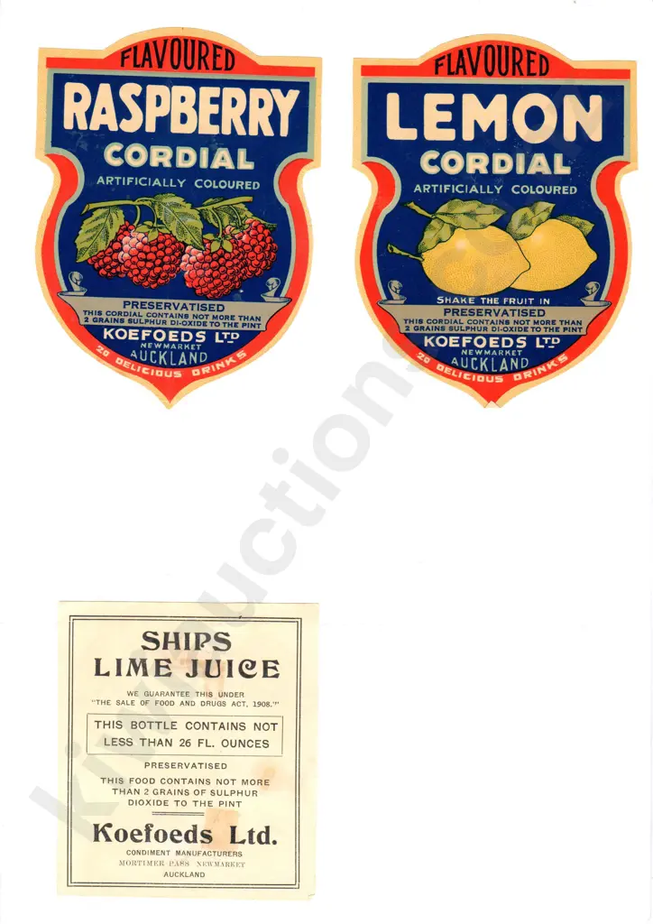 AUCKLAND ORIGINAL SOFT DRINK LABELS - 2 Image 1++