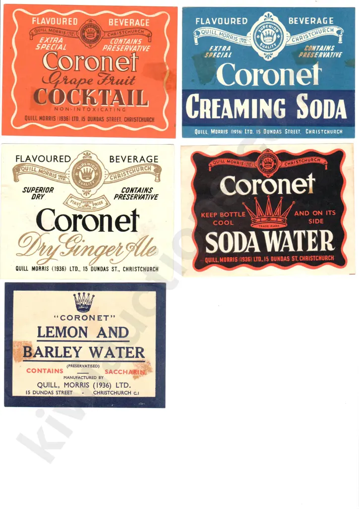 QUILL MORRIS CHRISTCHURCH ORIGINAL DRINK LABELS Image 1++