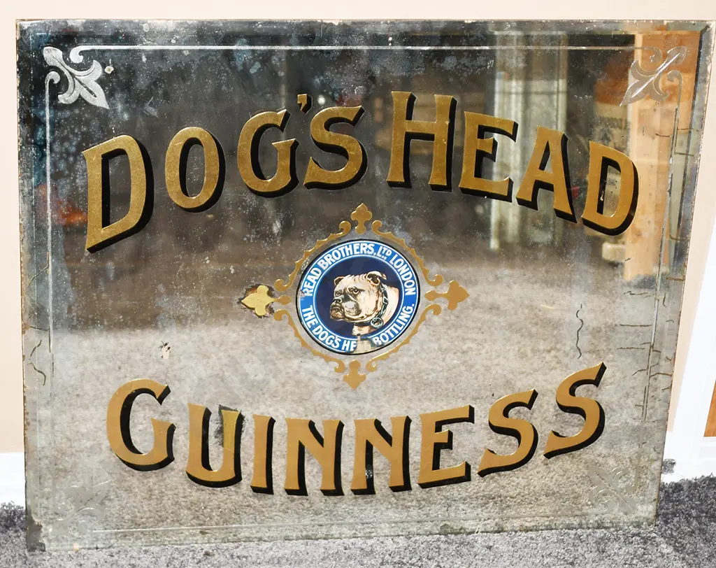 GUINNESS DOGS HEAD ADVERTISING MIRROR Image 1++