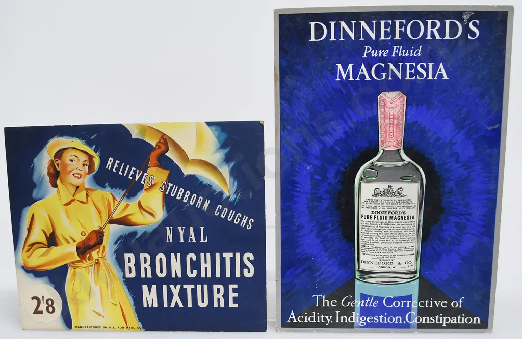 SHOW CARDS NYAL BRONCHITIS MIXTURE, DINNEFORD'S MAGNESIA Image 1++