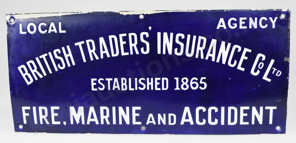 BRITISH TRADERS INSURANCE CO LTD ENAMEL SIGN Image 1++