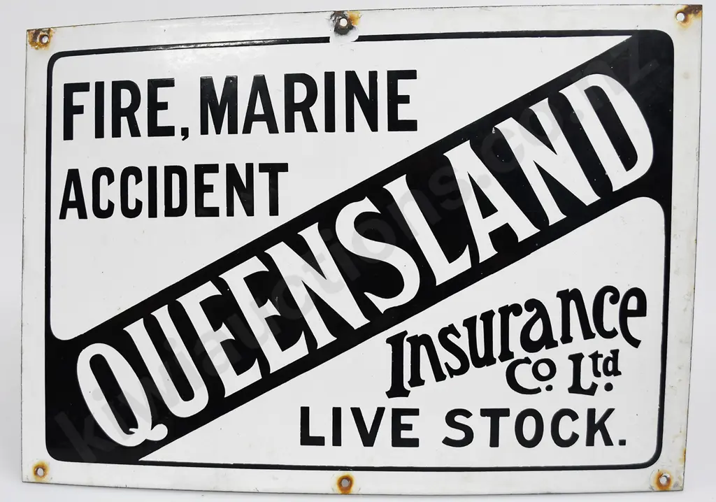 QUEENSLAND INSURANCE ENAMEL SIGN Image 1++