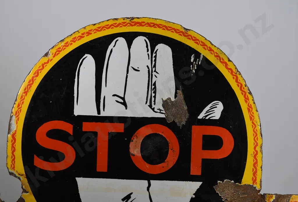SHELL OIL FLANGED ENAMEL SIGN Image 1++