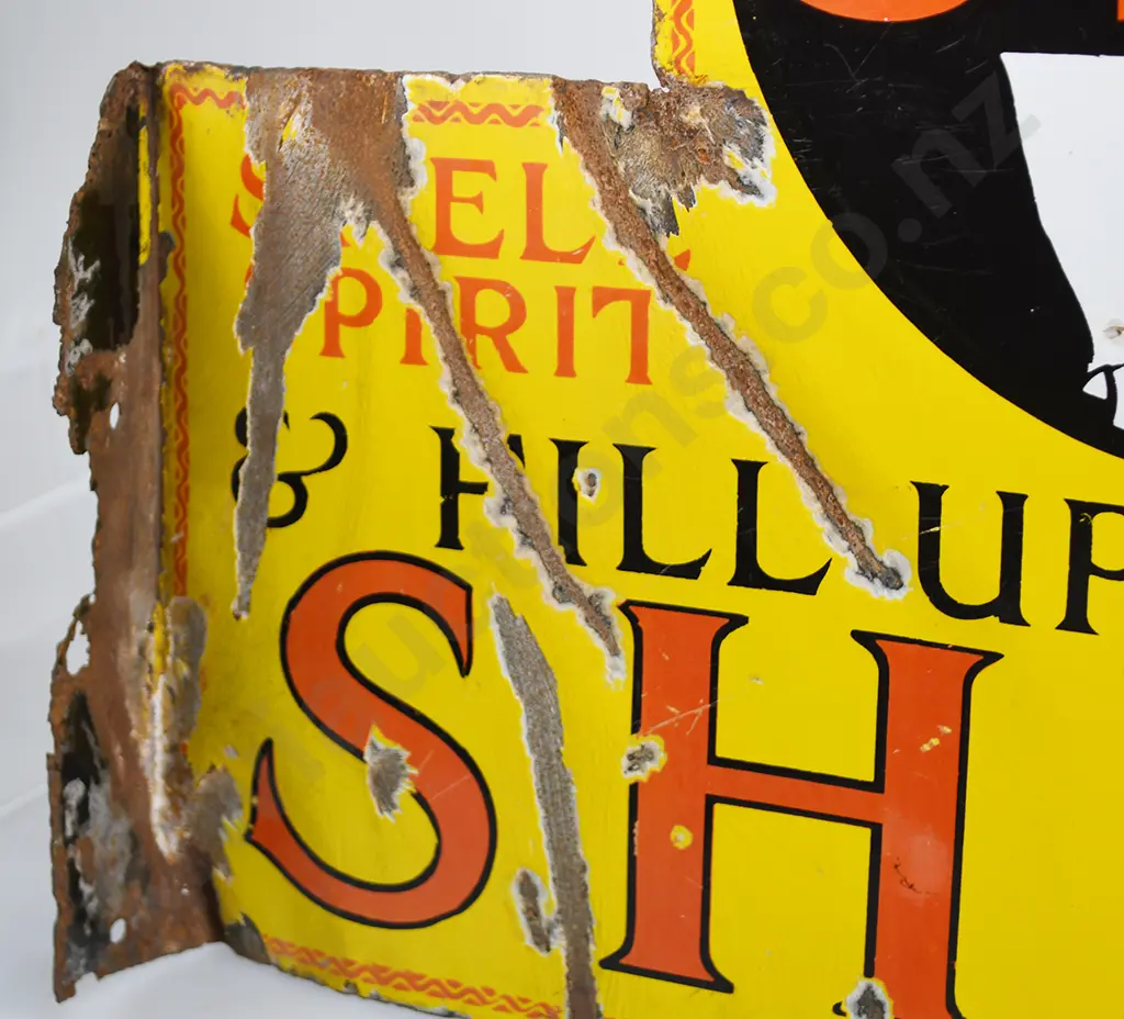 SHELL OIL FLANGED ENAMEL SIGN Image 1++