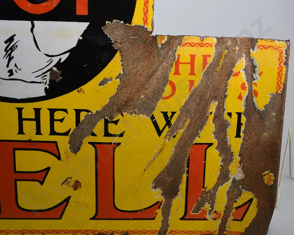 SHELL OIL FLANGED ENAMEL SIGN Image 1++