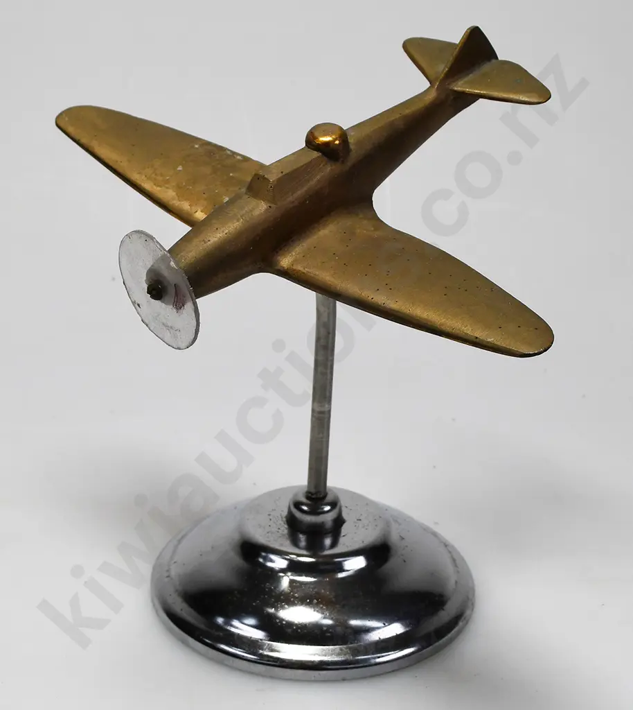 BRASS MODEL AIRPLANE ON STAND Image 1++