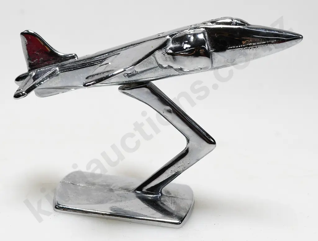 CHROME PLATED MODEL AIRPLANE ON STAND Image 1++