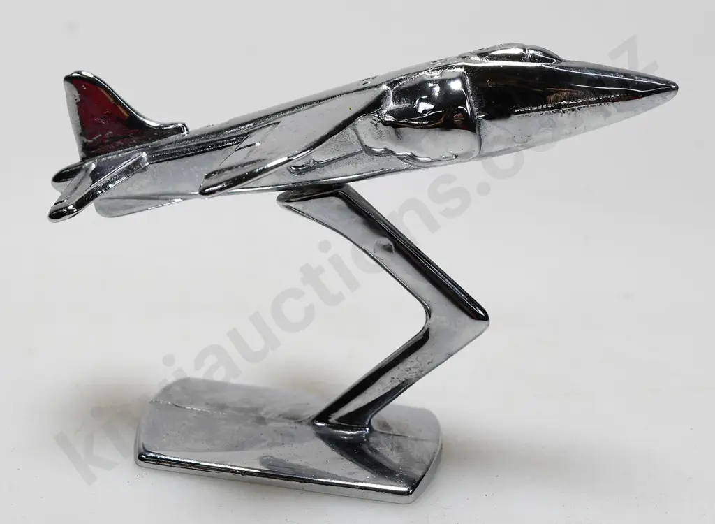CHROME PLATED MODEL AIRPLANE ON STAND Image 1++