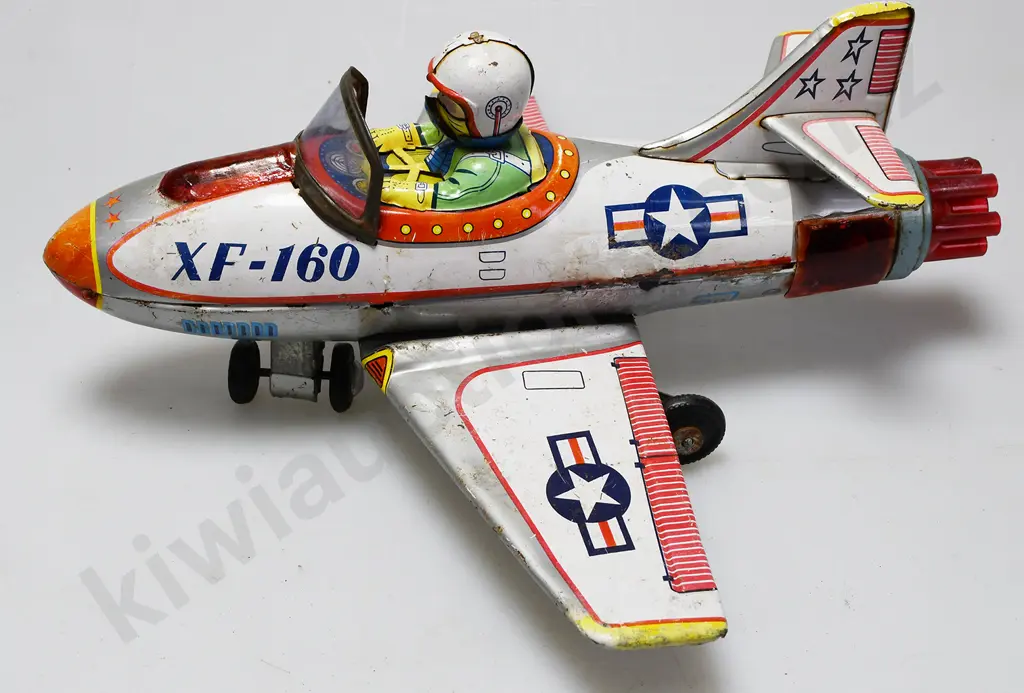1960'S TINPLATE "XF-160 AIRPLANE" BATTERY OPERATED Image 1++