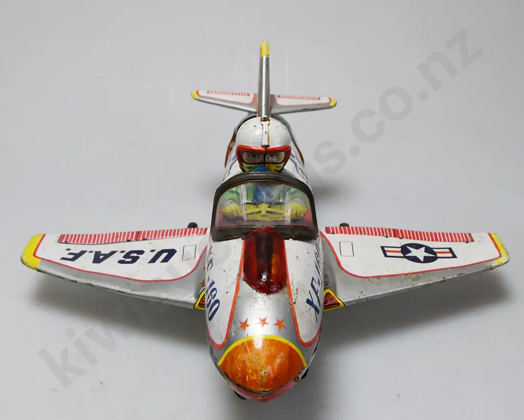 1960'S TINPLATE "XF-160 AIRPLANE" BATTERY OPERATED Image 1++