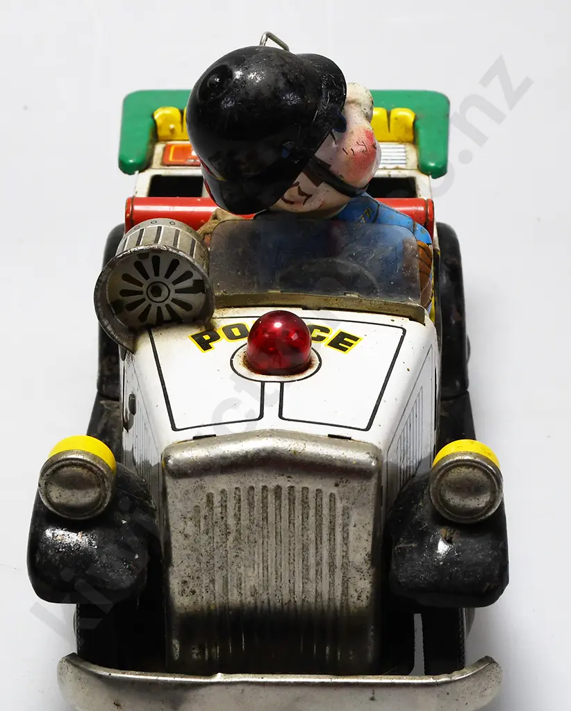 VINTAGE JAPANESE TIN PLATE POLICE CAR NO. 5 - BATTERY OPERATED Image 1++