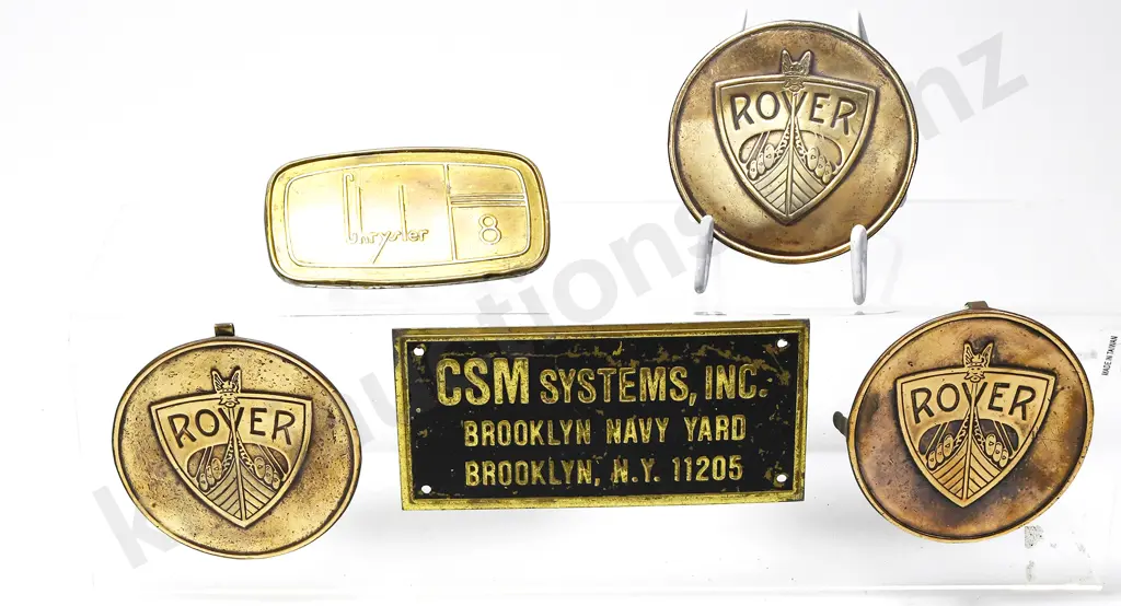 BRASS CAR BADGES CHRYSLER & ROVER Image 1++