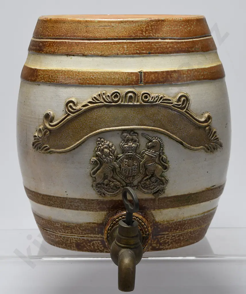 1 GALLON VICTORIAN STONEWARE BARREL Image 1++