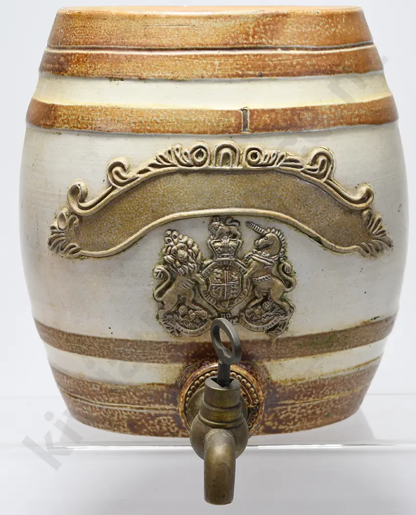 1 GALLON VICTORIAN STONEWARE BARREL Image 1++