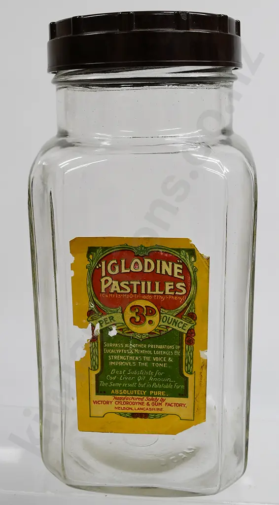LOLLY JAR WITH IGLODINE PASTILLES LABEL Image 1++