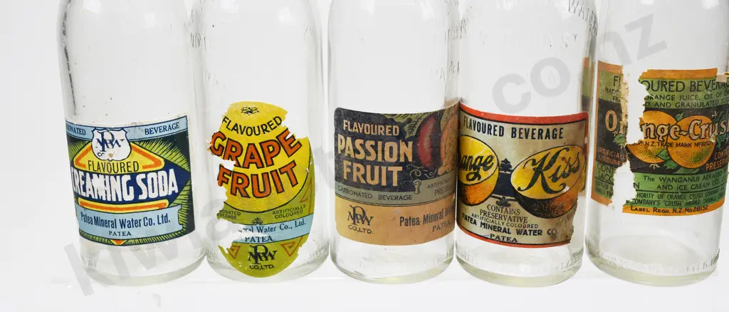 PATEA MINERAL WATER CO LABELLED SOFT DRINK BOTTLES Image 1++