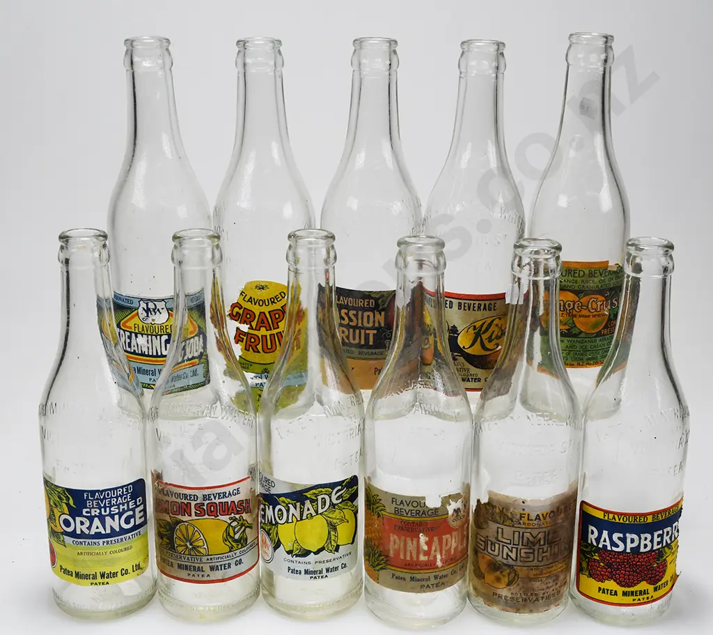 PATEA MINERAL WATER CO LABELLED SOFT DRINK BOTTLES Image 1++