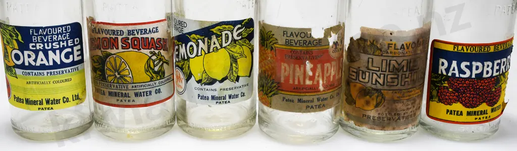 PATEA MINERAL WATER CO LABELLED SOFT DRINK BOTTLES Image 1++