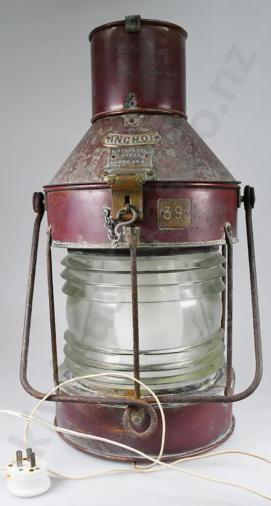 COPPER/BRASS ANCHOR SHIPS SIGNAL LANTERN, AUCKLAND MAKER Image 1++