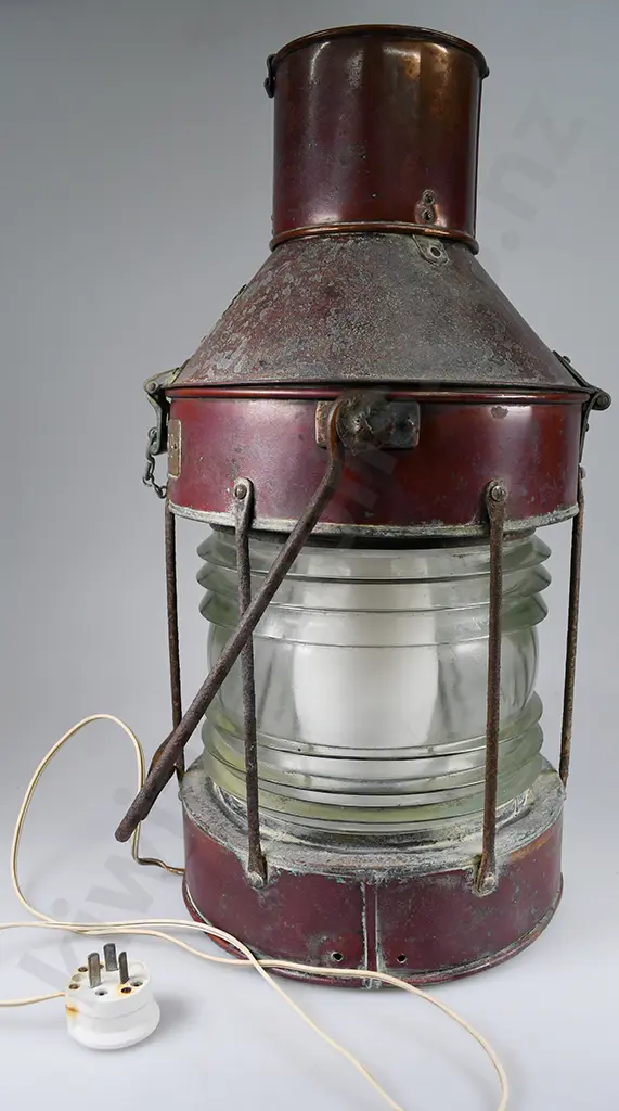 COPPER/BRASS ANCHOR SHIPS SIGNAL LANTERN, AUCKLAND MAKER Image 1++