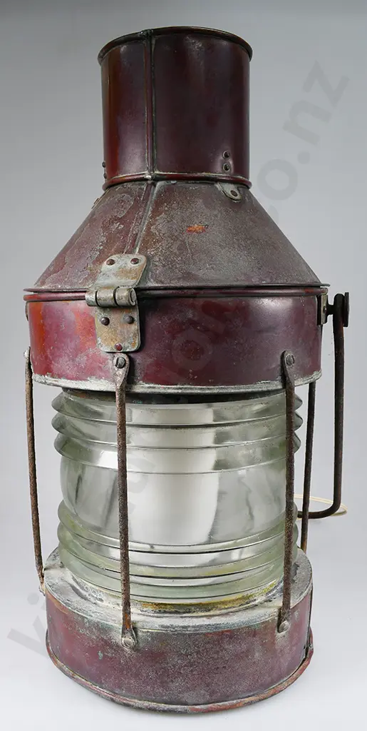 COPPER/BRASS ANCHOR SHIPS SIGNAL LANTERN, AUCKLAND MAKER Image 1++