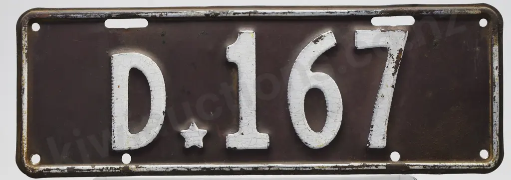 NZ NUMBER PLATE D - 167  1933 - 1934 Image 1++