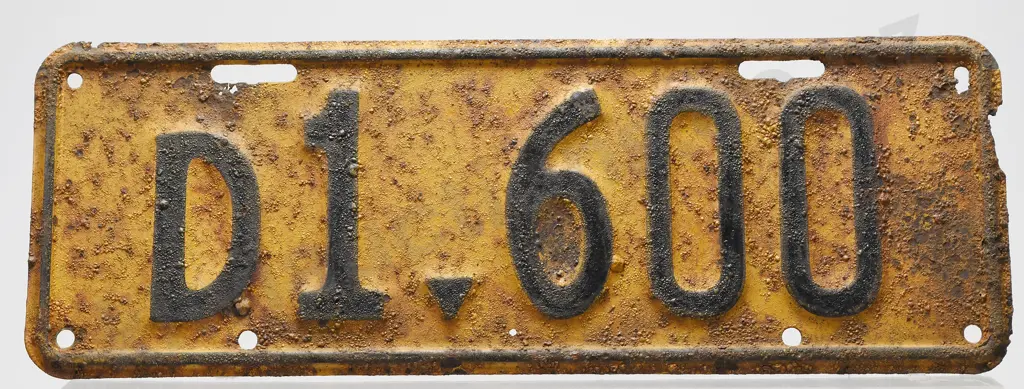 NZ NUMBER PLATE D1-600 1936-1937 Image 1++