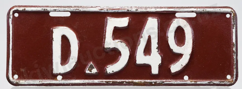 NZ NUMBER PLATE D-549, 1938-1939 Image 1++