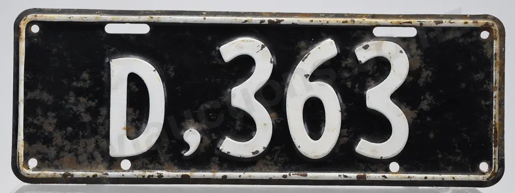 NZ NUMBER PLATE D-363, 1951-56 Image 1++