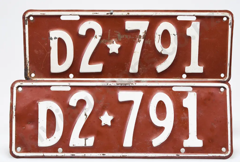 NZ NUMBER PLATES D2-791, 1956-61 Image 1++