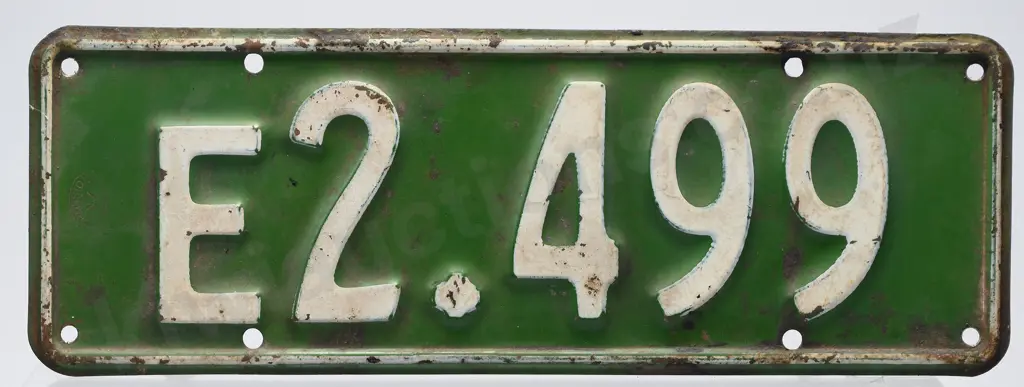 NZ NUMBER PLATE E2-499, 1938-1939 Image 1++