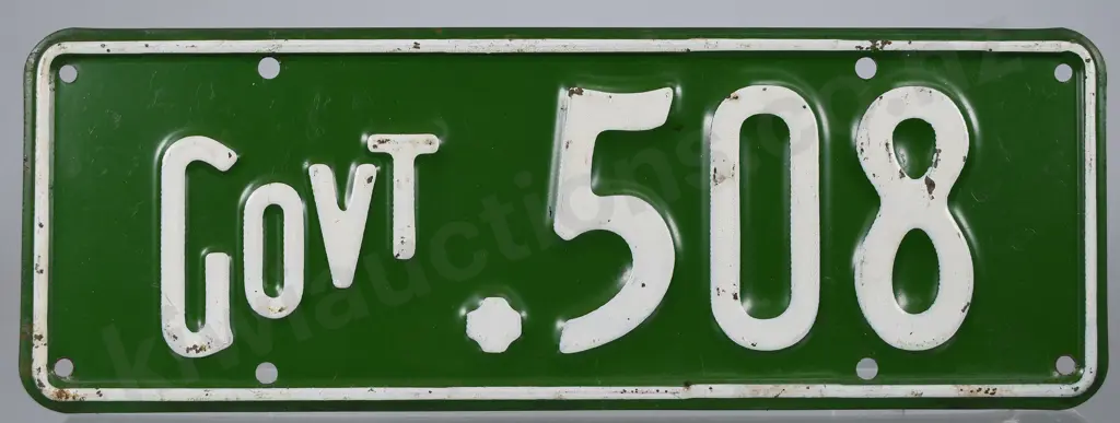 NZ GOVERNMENT NUMBER PLATE GOVT-508, 1938-1939 Image 1++